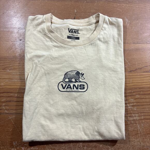 Vans T-Shirt Mens Large Beige Armadillo Graphic Logo Tee Skate Classic Fit Cotto - Picture 6 of 6